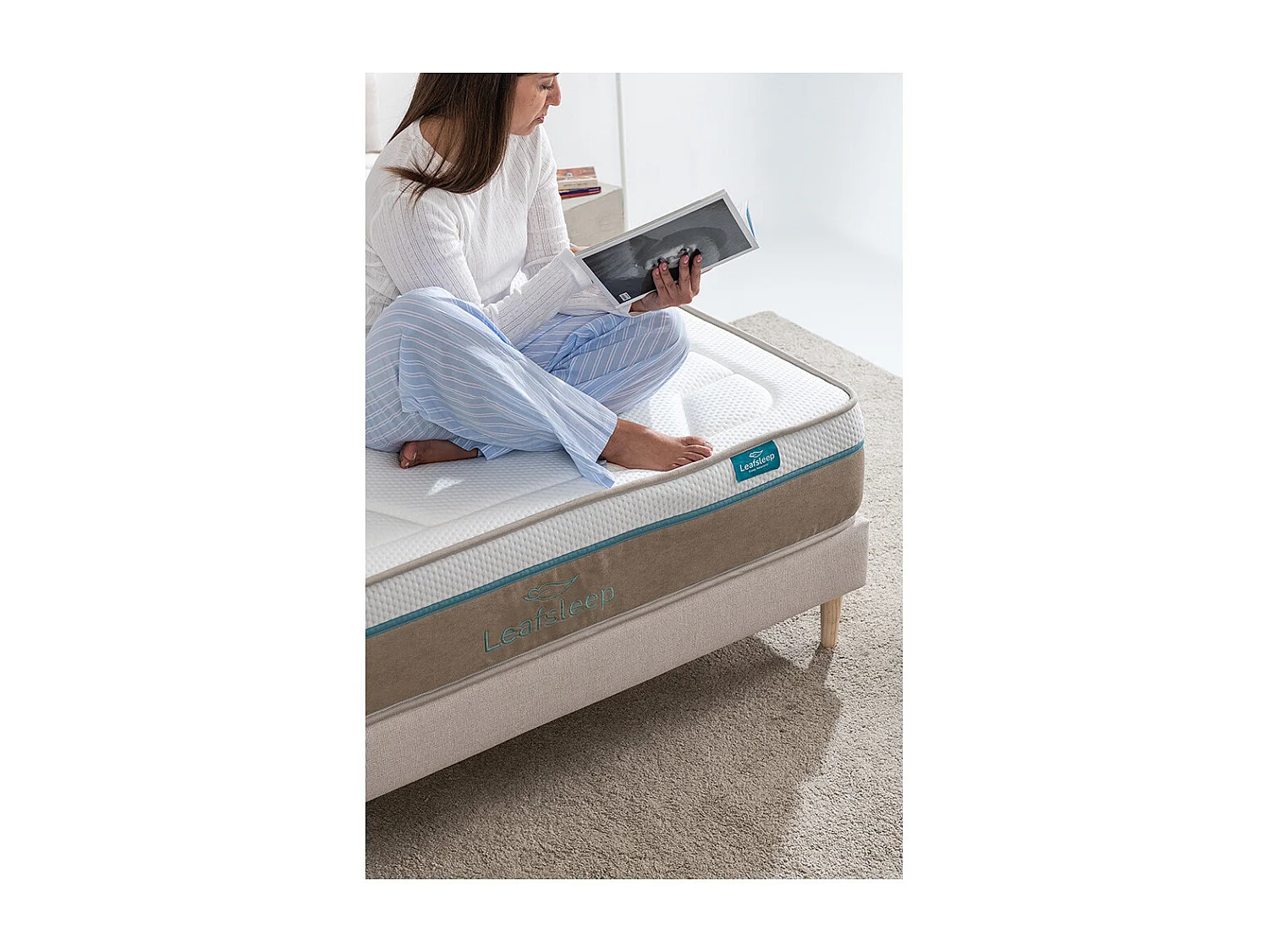 Colchón Leafsleep Nature Spring Visco 140 x 180 cm, 27 cm, muelles ensacados y viscoelástica