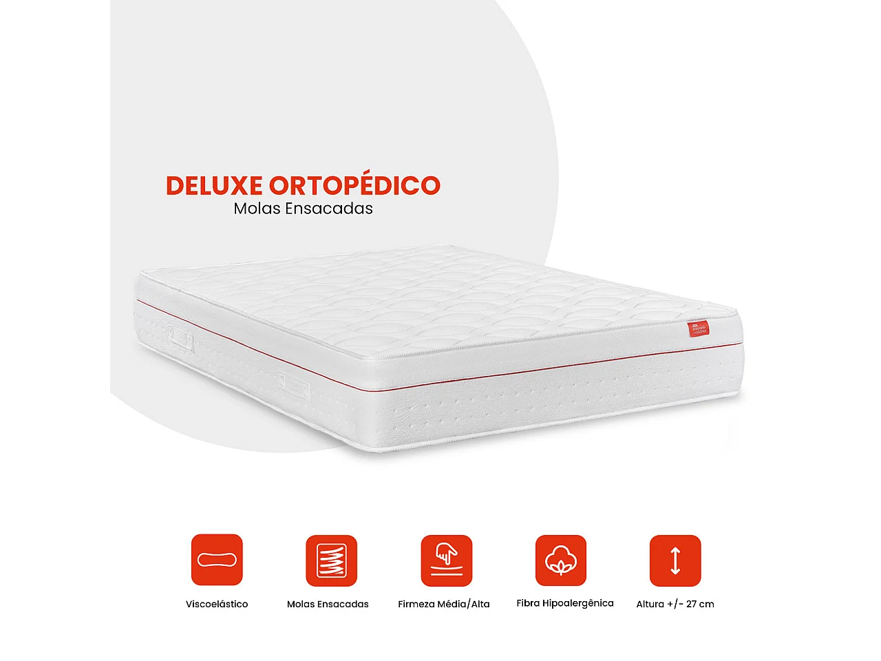 Colchón Deluxe Ortopédico Muelles Ensacados 180 x 140 x 27 cm — 2 plazas