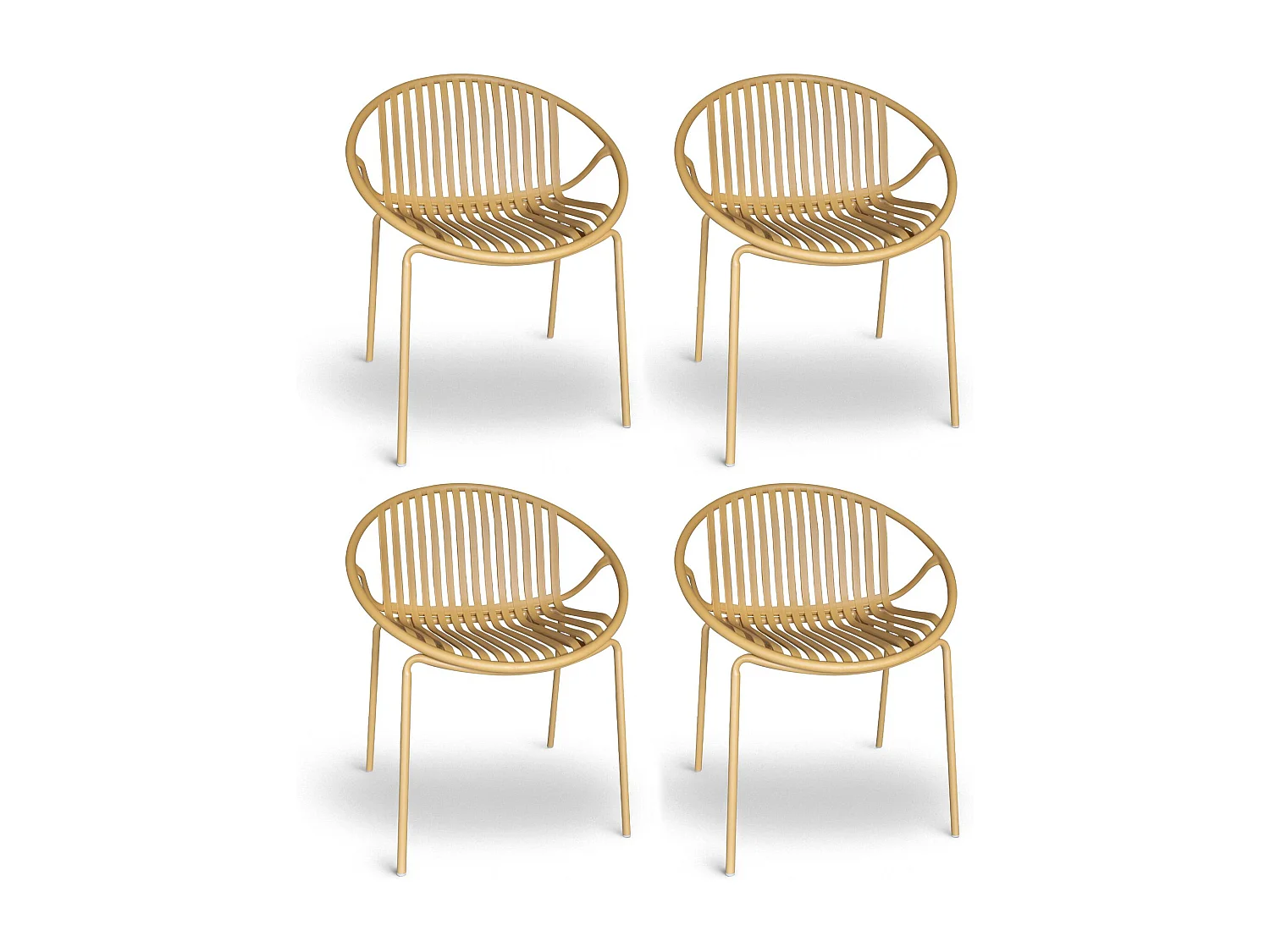 Now's Home - Lot De 4 Fauteuils De Table En Polypropylene Et Metal Ocre Calypso