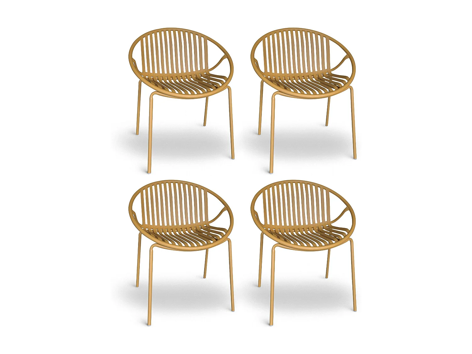 Now's Home - Lot De 4 Fauteuils De Table En Polypropylène Et Metal Ocre Calypso