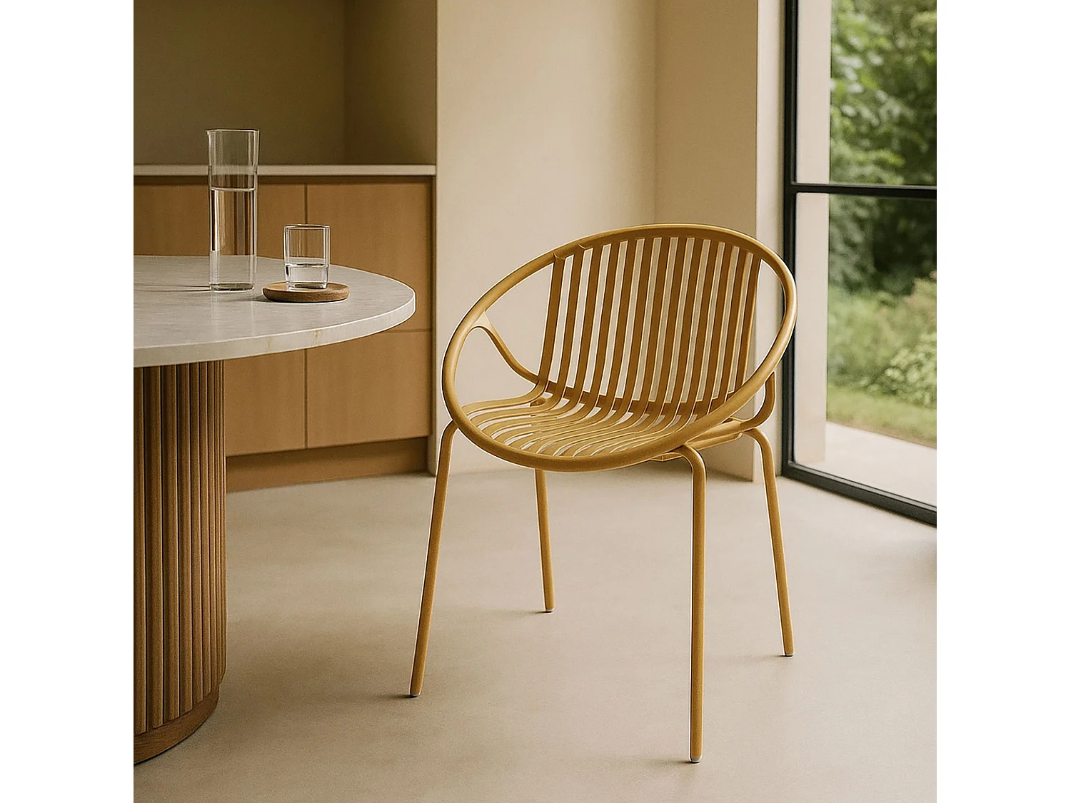 Now's Home - Lot De 4 Fauteuils De Table En Polypropylène Et Metal Ocre Calypso