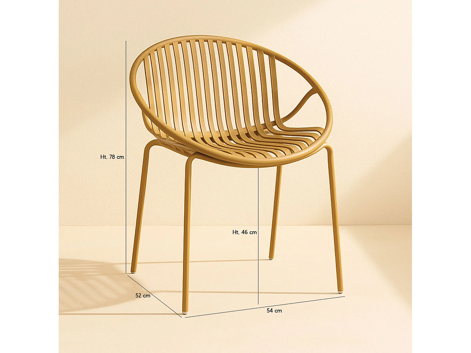 Now's Home - Lot De 4 Fauteuils De Table En Polypropylène Et Metal Ocre Calypso