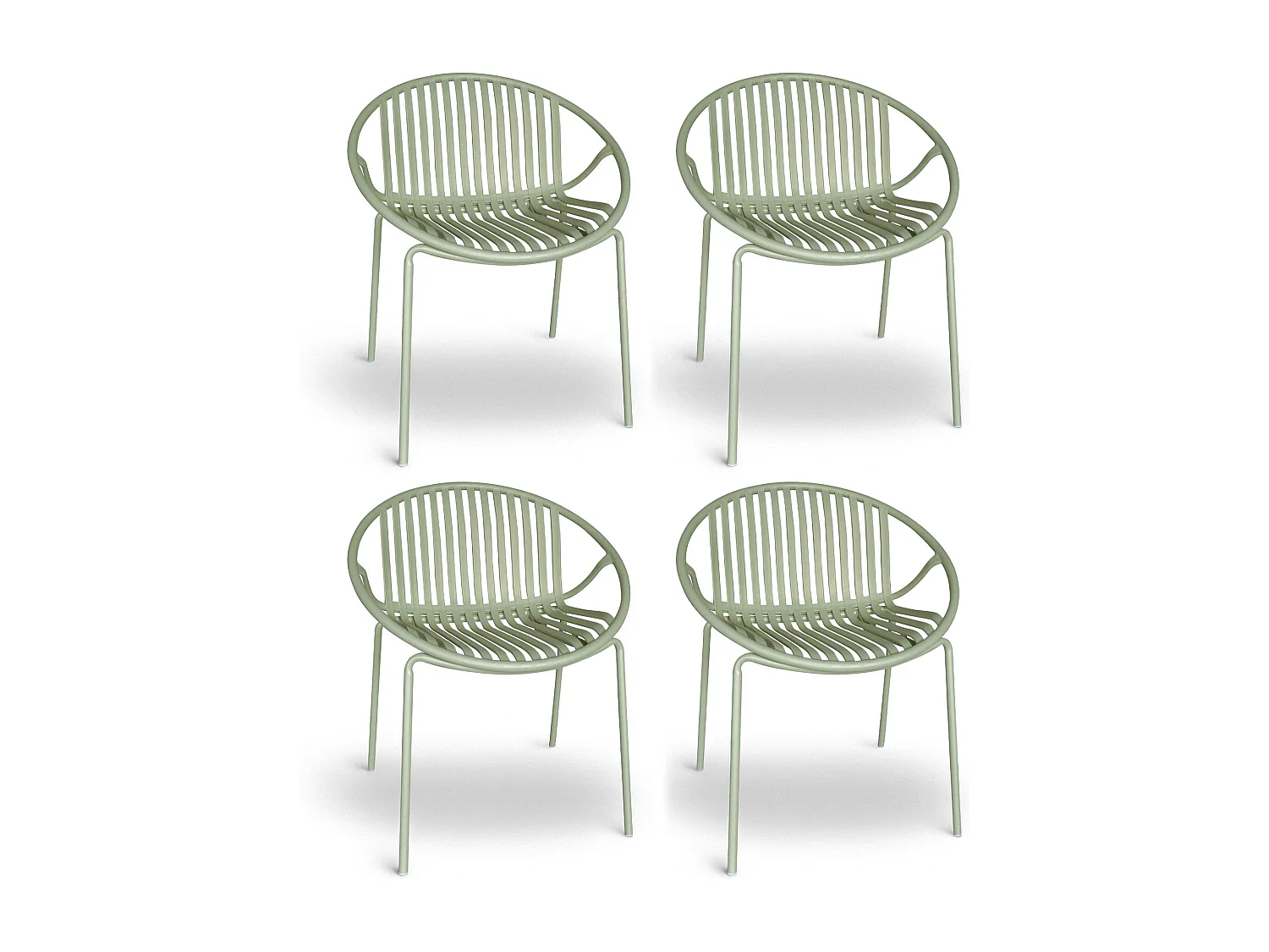 Now's Home - Lot De 4 Fauteuils De Table En Polypropylene Et Metal Vert Calypso