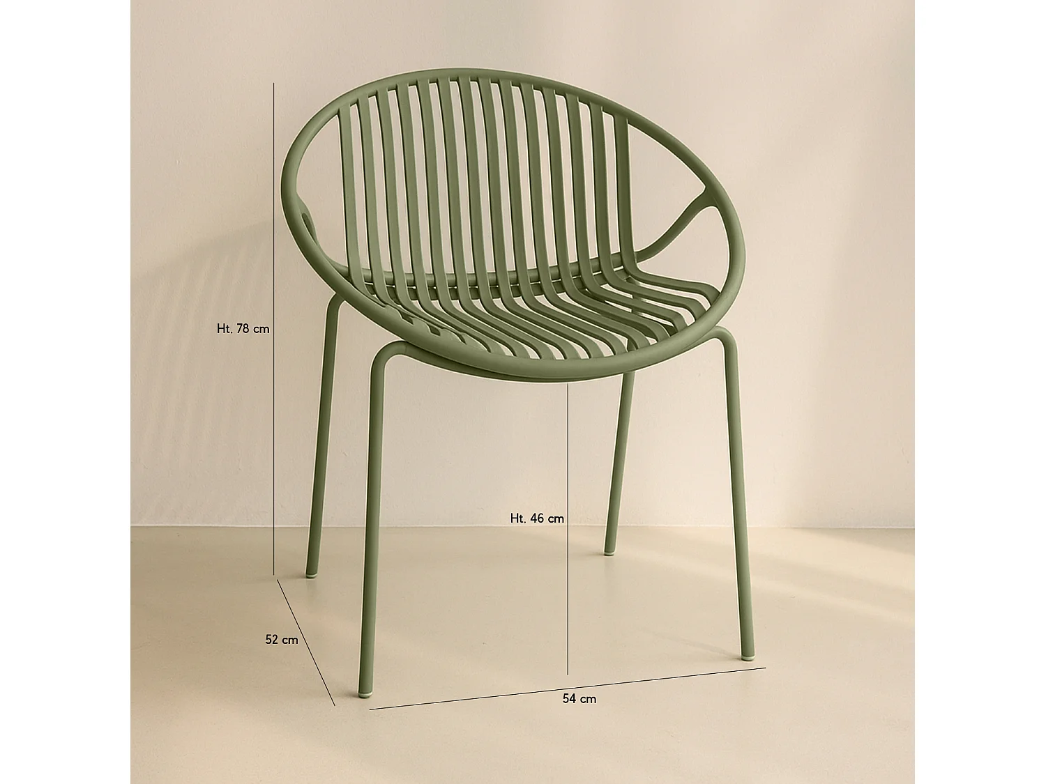 Now's Home - Lot De 4 Fauteuils De Table En Polypropylène Et Metal Vert Calypso