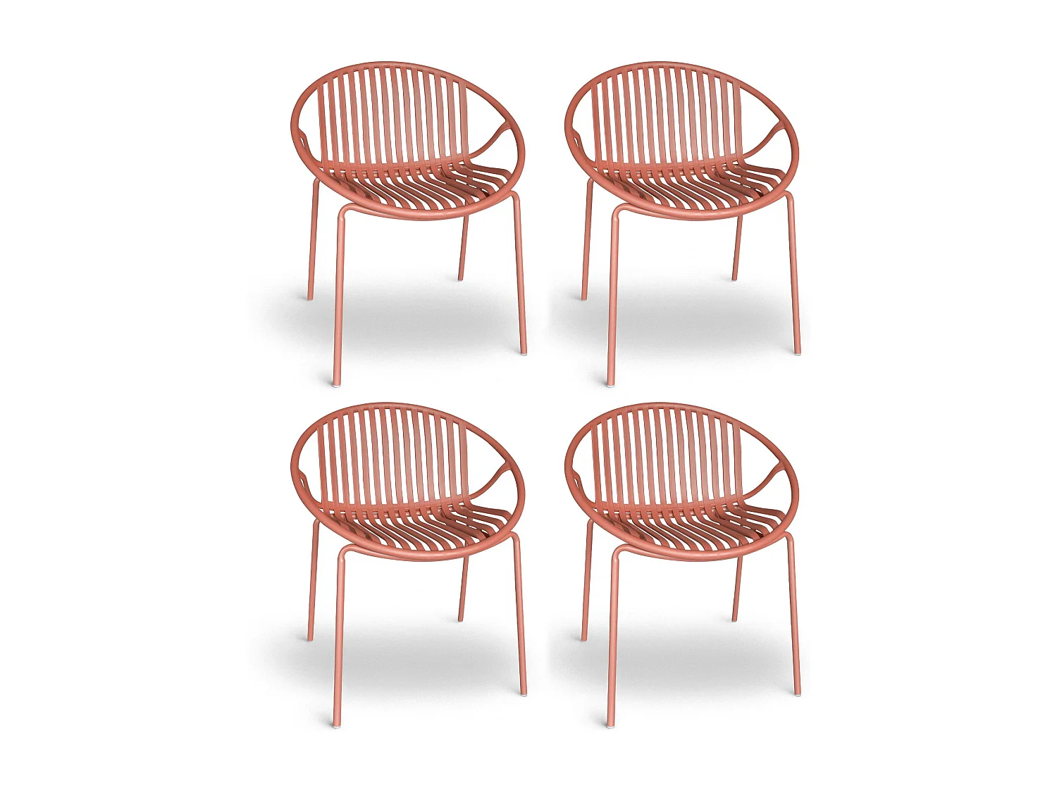 Now's Home - Lot De 4 Fauteuils De Table En Polypropylene Et Metal Brique Calypso