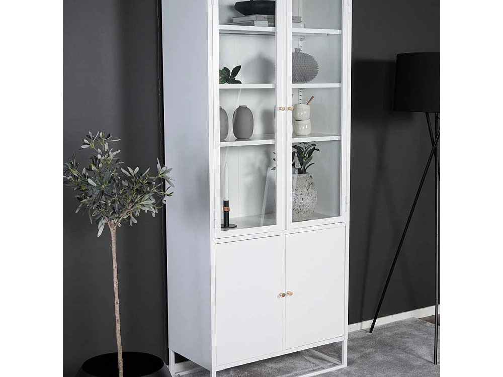 Buffet en métal 2 portes vitrées et 2 portes en métal Bakal