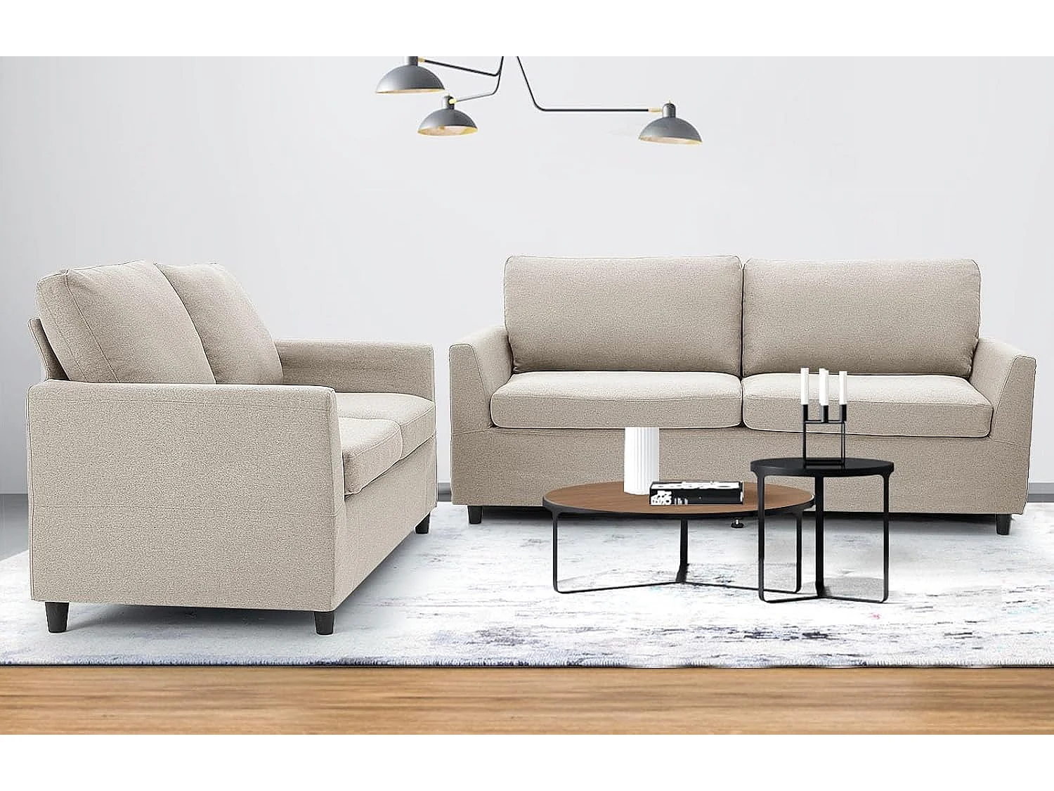 YODOLLA Canapé 2 Places en Lin avec Housses Amovibles, Moderne et Confortable pour Salon, Appartement ou Bureau, Beige