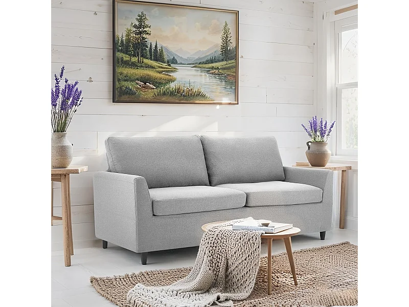 YODOLLA Canapé 2 Places en Lin avec Housses Amovibles, Moderne et Confortable pour Salon, Appartement ou Bureau, Gris Clair