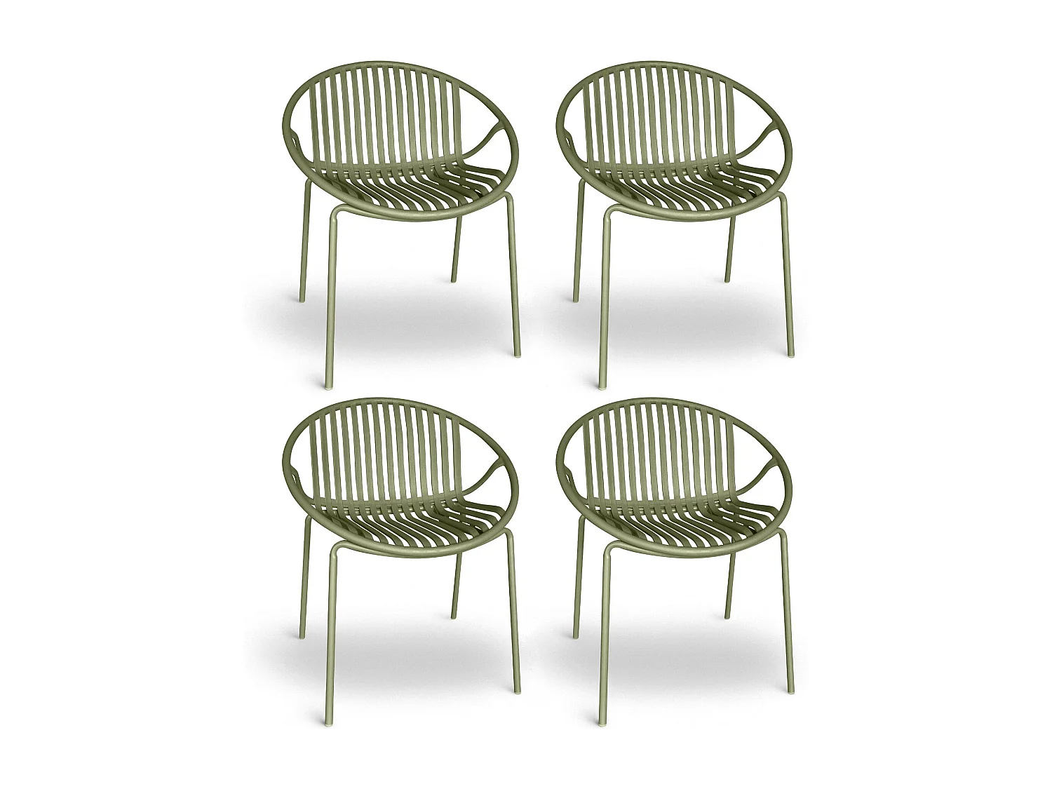 Now's Home - Lot De 4 Fauteuils De Table De Jardin En Polypropylène Et Metal Vert Calypso