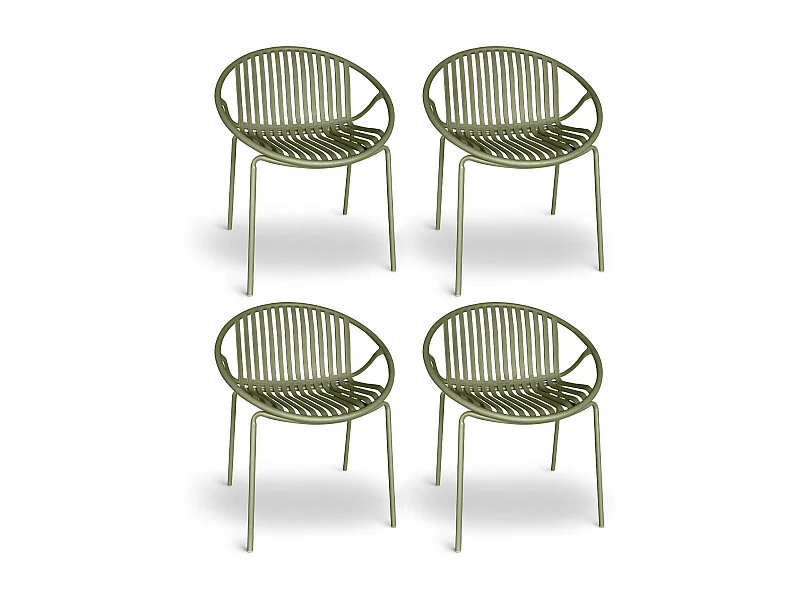 Now's Home - Lot De 4 Fauteuils De Table De Jardin En Polypropylene Et Metal Vert Calypso