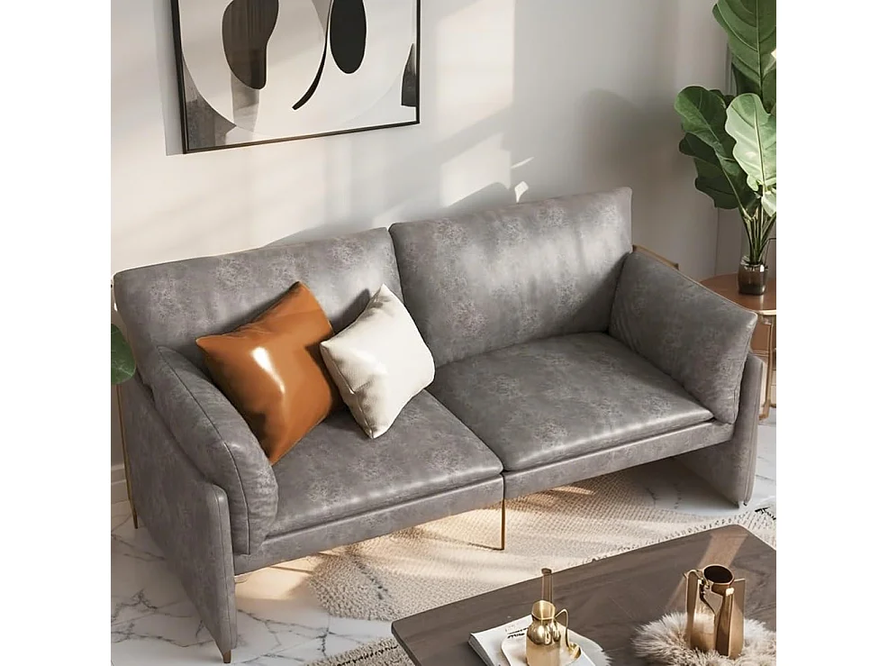 YODOLLA Canapé 2-3 Places Moderne 172 cm - Cuir Synthétique Résistant, Coussin Épais, Confortable pour Salon/Chambre, Gris