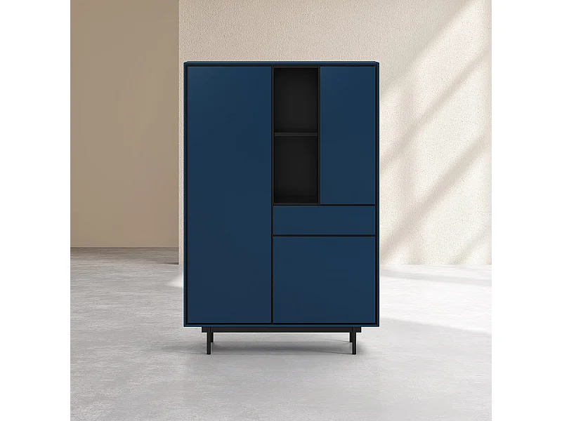 Habitat - Buffet haut 3 portes et 1 tiroir - Bleu pétrole - Design by Céline Mognon Fichet - Farrel