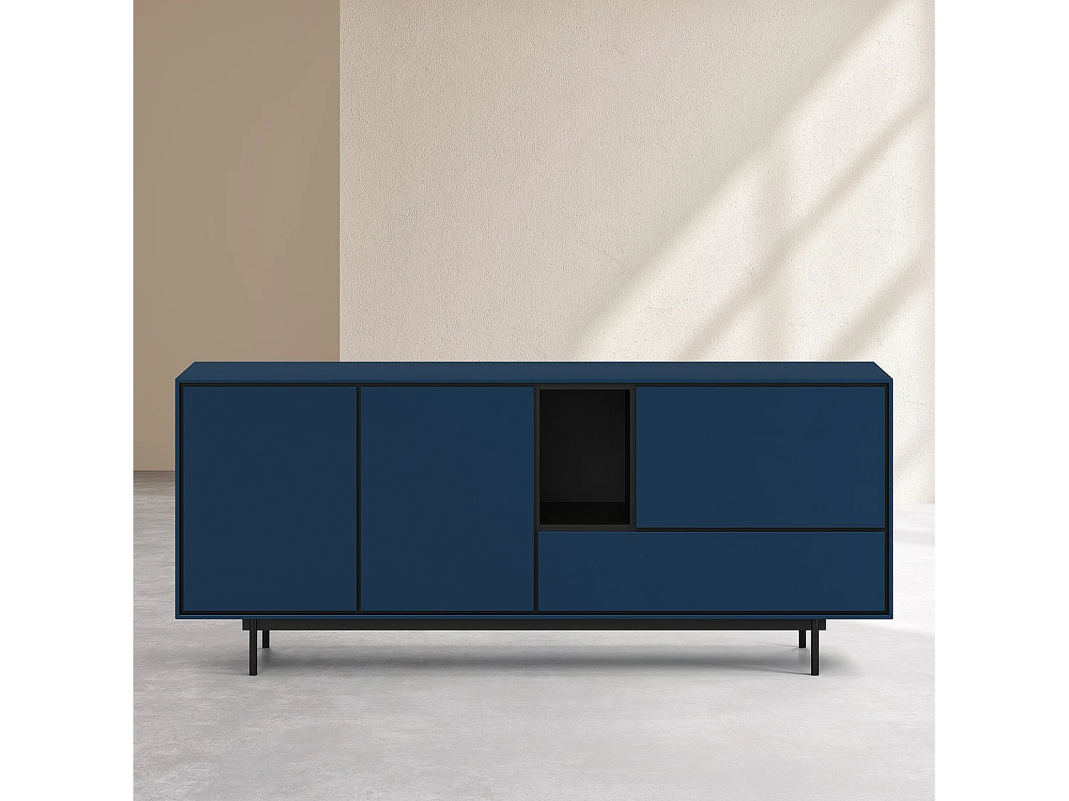 Habitat - Buffet bas 3 portes et 1 tiroir - Bleu pétrole - Design by Céline Mognon Fichet - Farrel