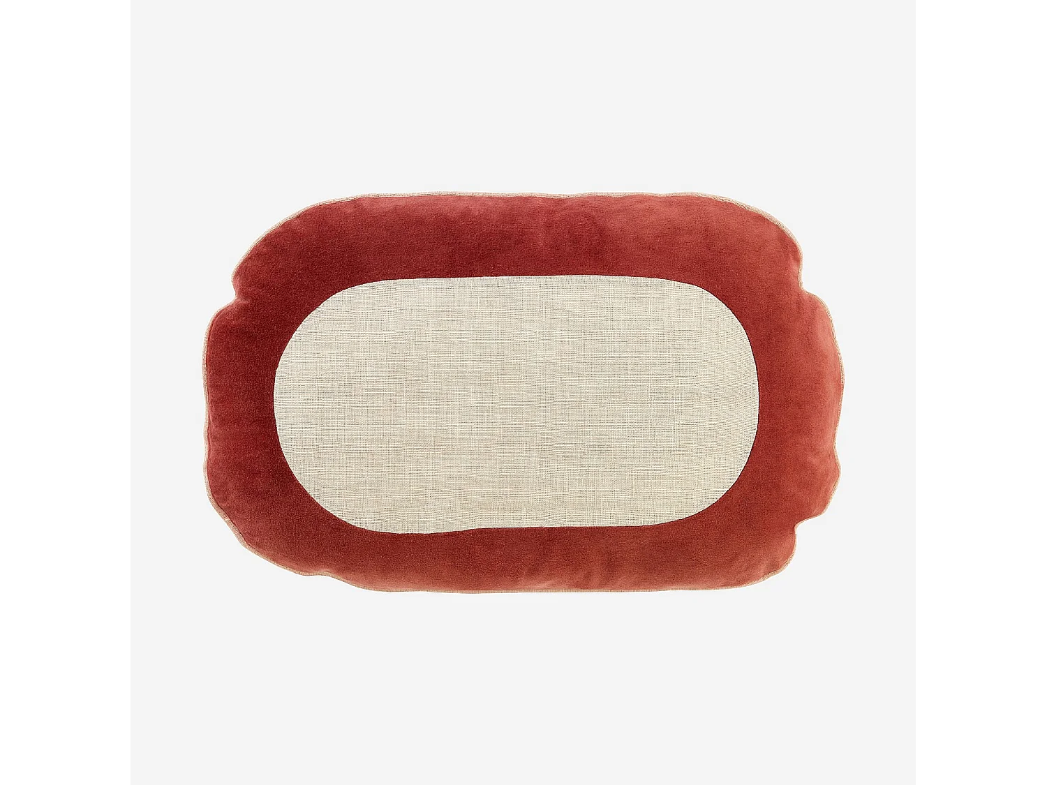 Coussin en lin et coton - 40 x 60 cm - Beige et bordeaux - Design by Floriane Jacques