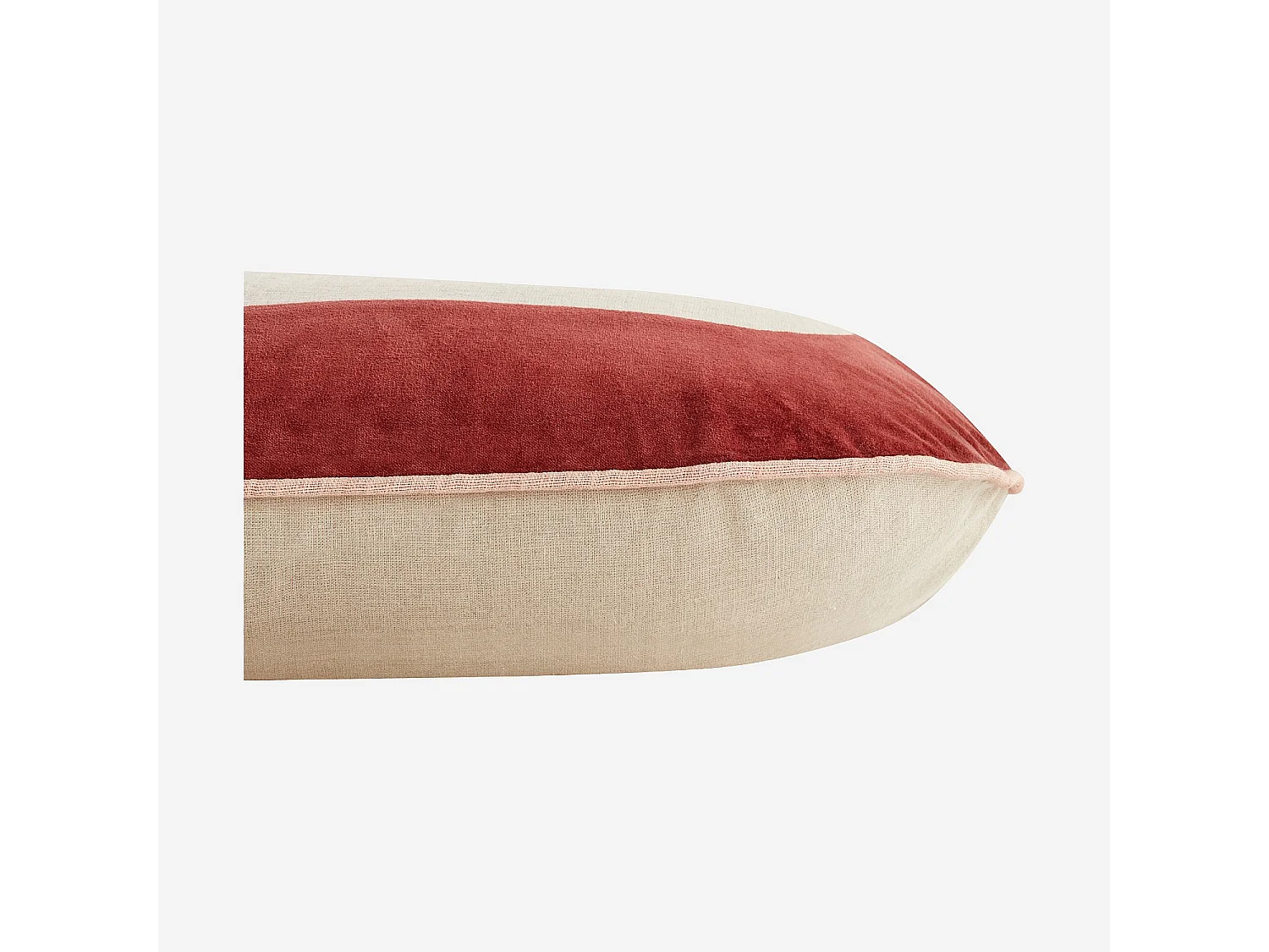Coussin en lin et coton - 40 x 60 cm - Beige et bordeaux - Design by Floriane Jacques