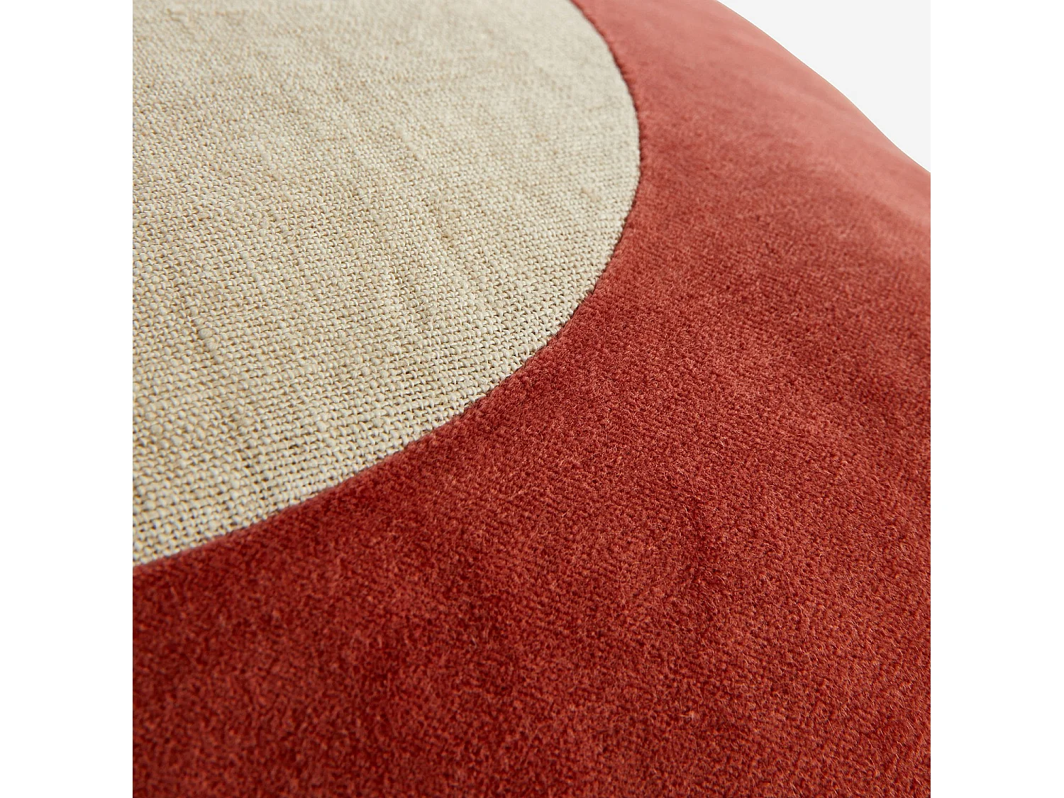 Coussin en lin et coton - 40 x 60 cm - Beige et bordeaux - Design by Floriane Jacques
