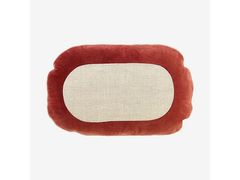 Habitat - Coussin en lin et coton - 40 x 60 cm - Beige et bordeaux - Design by Floriane Jacques - Berenice