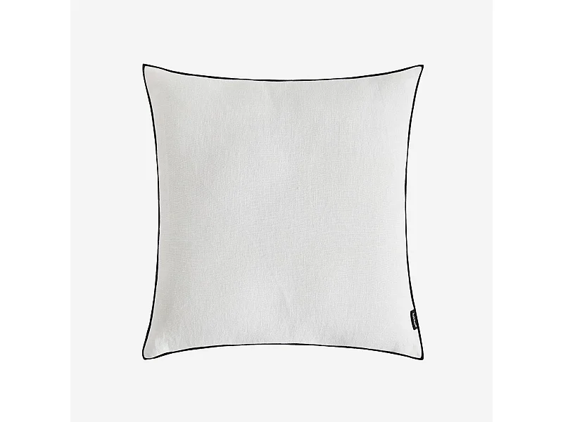 Habitat - Coussin en lin à bourdon noir - 45 x 45 cm - Blanc - Brunelle