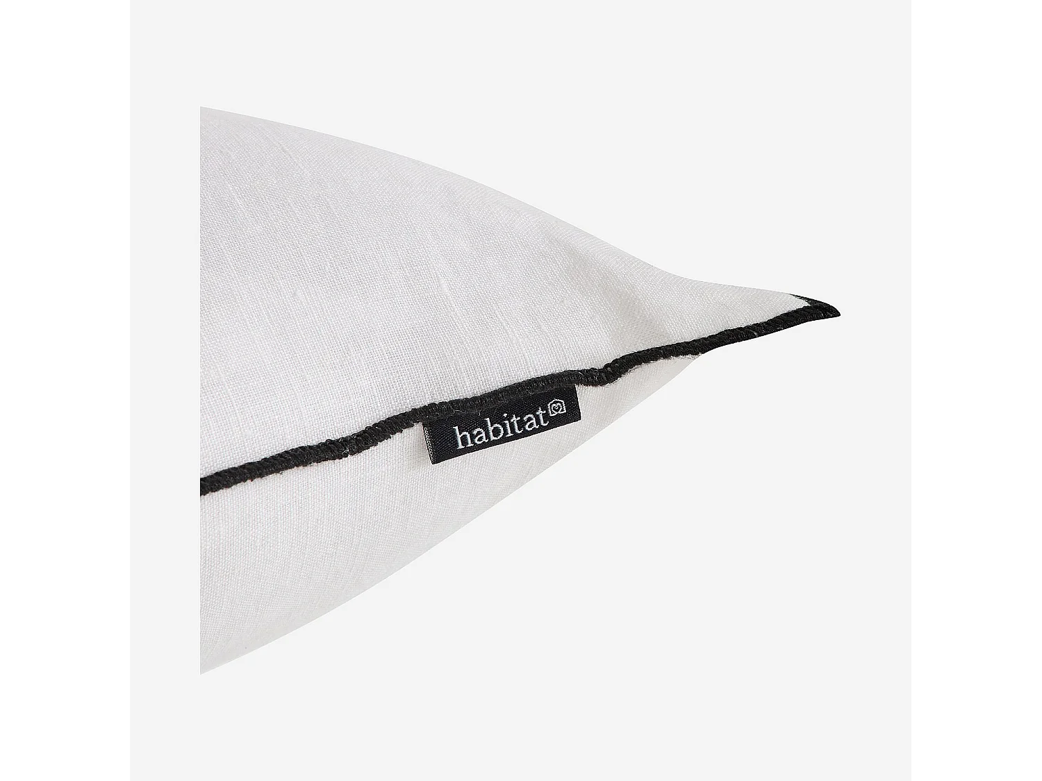 Coussin en lin à bourdon noir - 45 x 45 cm - Blanc