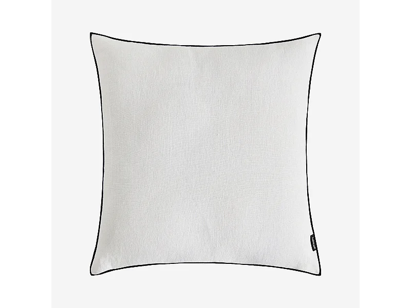 Habitat - Coussin en lin à bourdon noir - 45 x 45 cm - Blanc - Brunelle