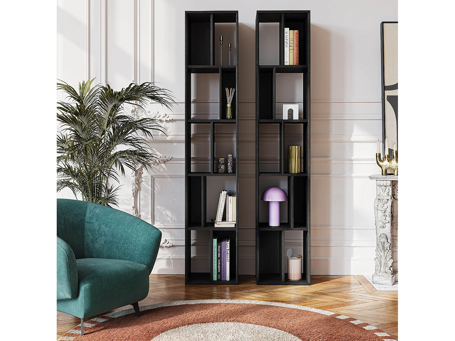 Habitat - Bibliothèque en frêne 38 x 195 cm - Noir - Design by Hélèna Pille - Will