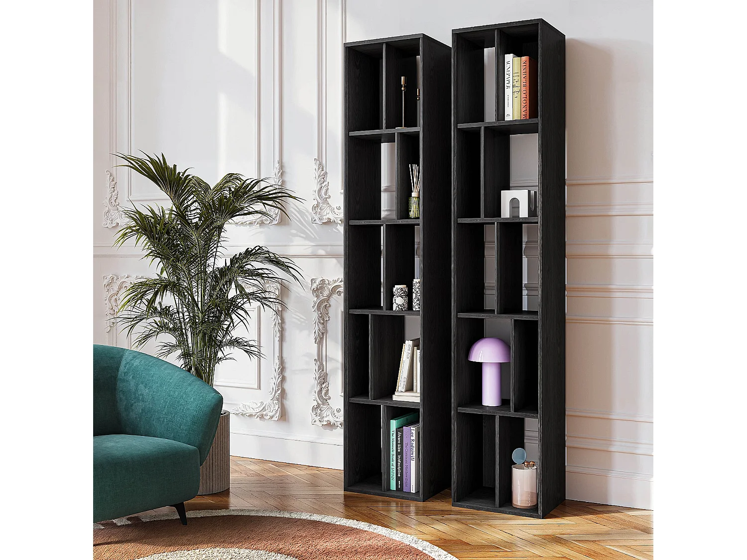 Habitat - Bibliothèque en frêne 38 x 195 cm - Noir - Design by Hélèna Pille - Will