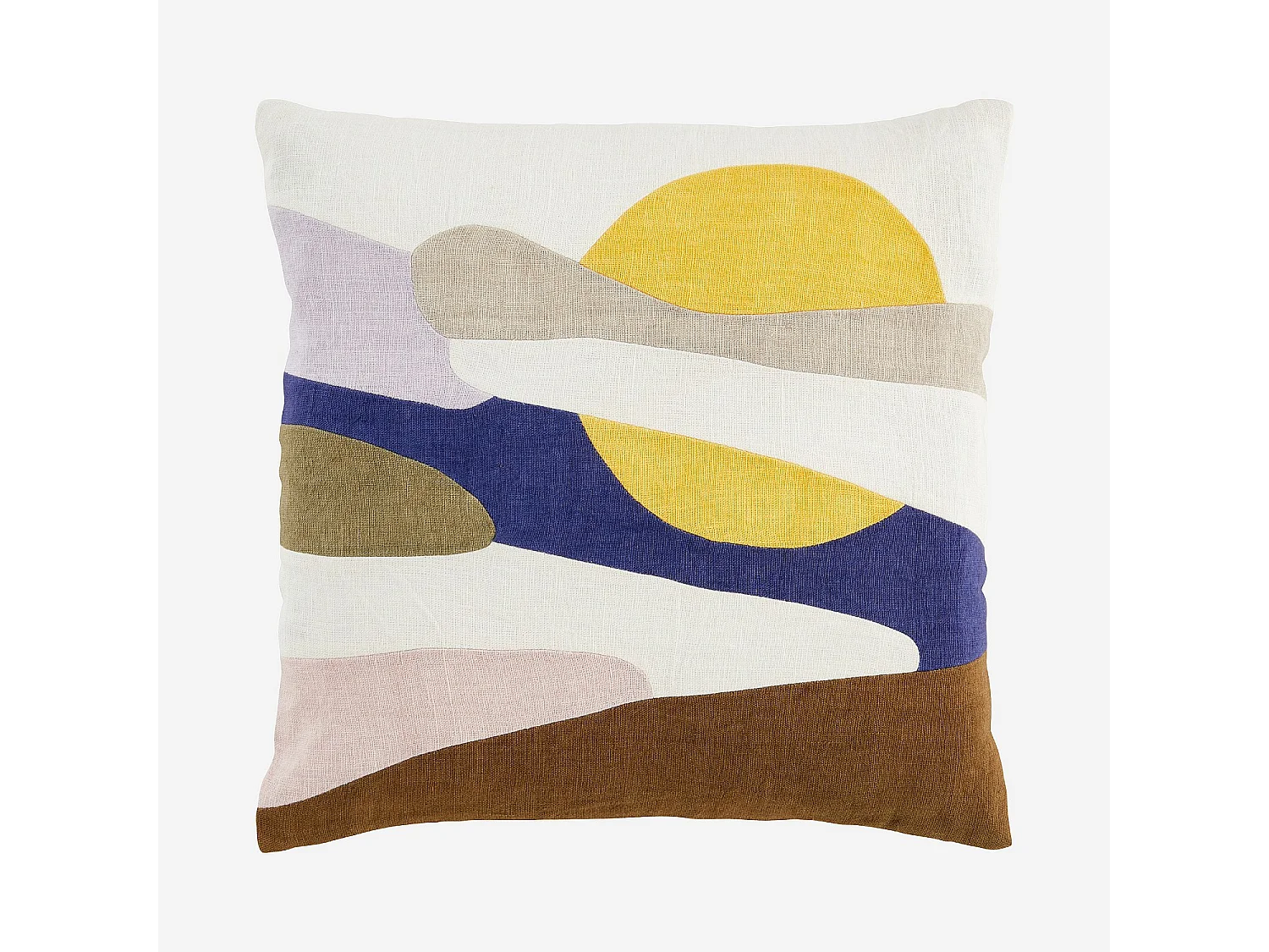 Coussin en lin - 45 x 45 cm - Vert kaki et bleu - Design by Floriane Jacques