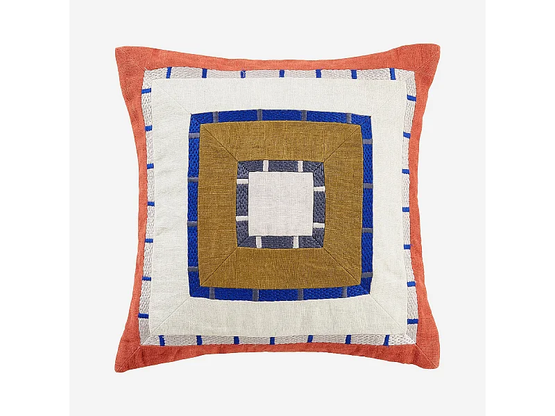 Habitat - Coussin en lin - 45 x 45 cm - Bronze et bordeaux - Design by Floriane Jacques - Billie