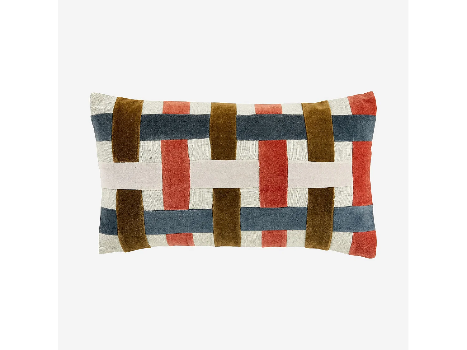 Coussin en lin et coton - 30 x 50 cm  - Bronze et bleu profond - Design by Floriane Jacques