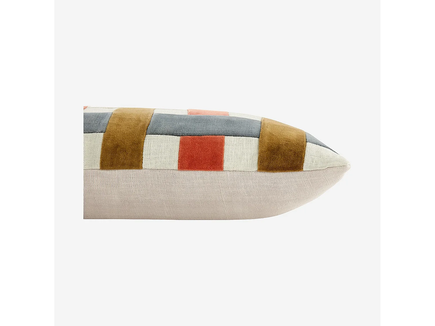 Coussin en lin et coton - 30 x 50 cm  - Bronze et bleu profond - Design by Floriane Jacques