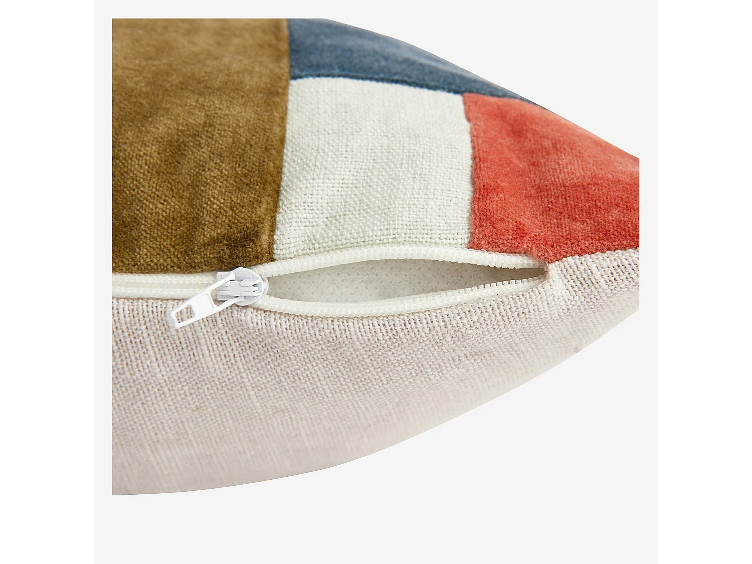Coussin en lin et coton - 30 x 50 cm  - Bronze et bleu profond - Design by Floriane Jacques