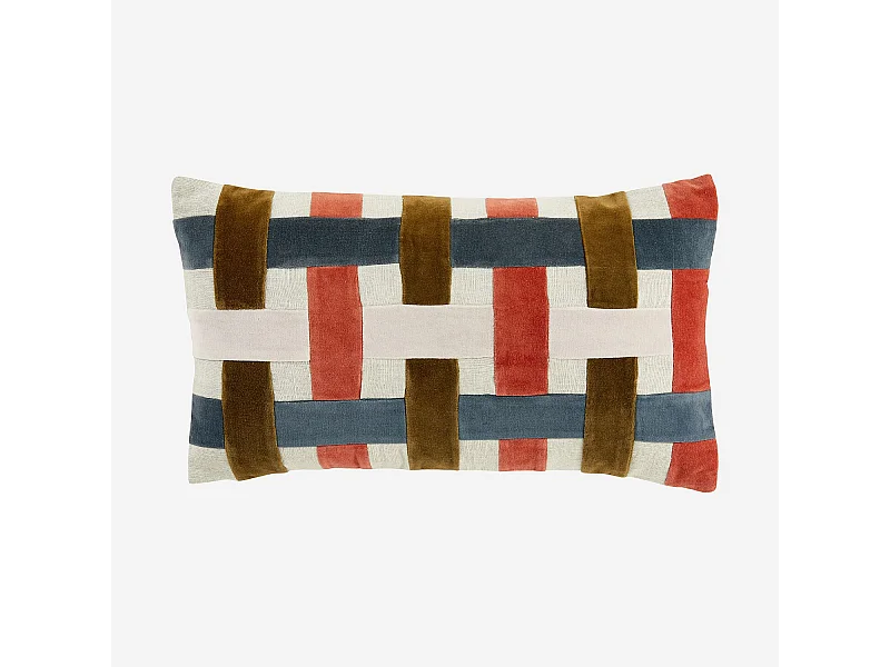Habitat - Coussin en lin et coton - 30 x 50 cm  - Bronze et bleu profond - Design by Floriane Jacques - Bertin