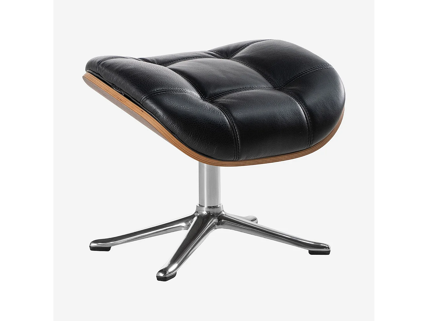 Habitat - Repose-pieds en noyer et cuir Savoy - Noir obsidienne - Pied aluminium - Marc