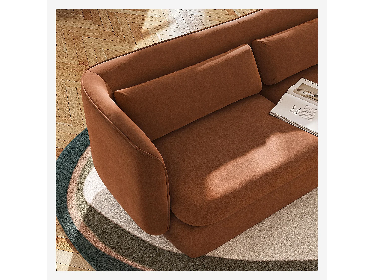 Habitat - Ensemble canapé 3 places et fauteuil garnis de plumes - Terracotta - Kalmia