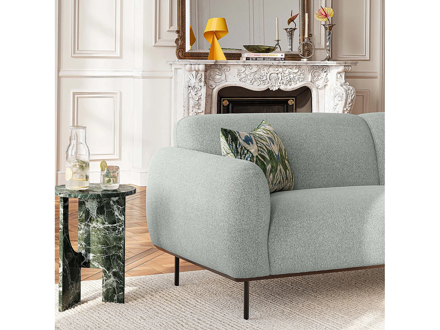 Habitat - Ensemble canapé 3 places et fauteuil en tissu - Gris mélangé - Larimar