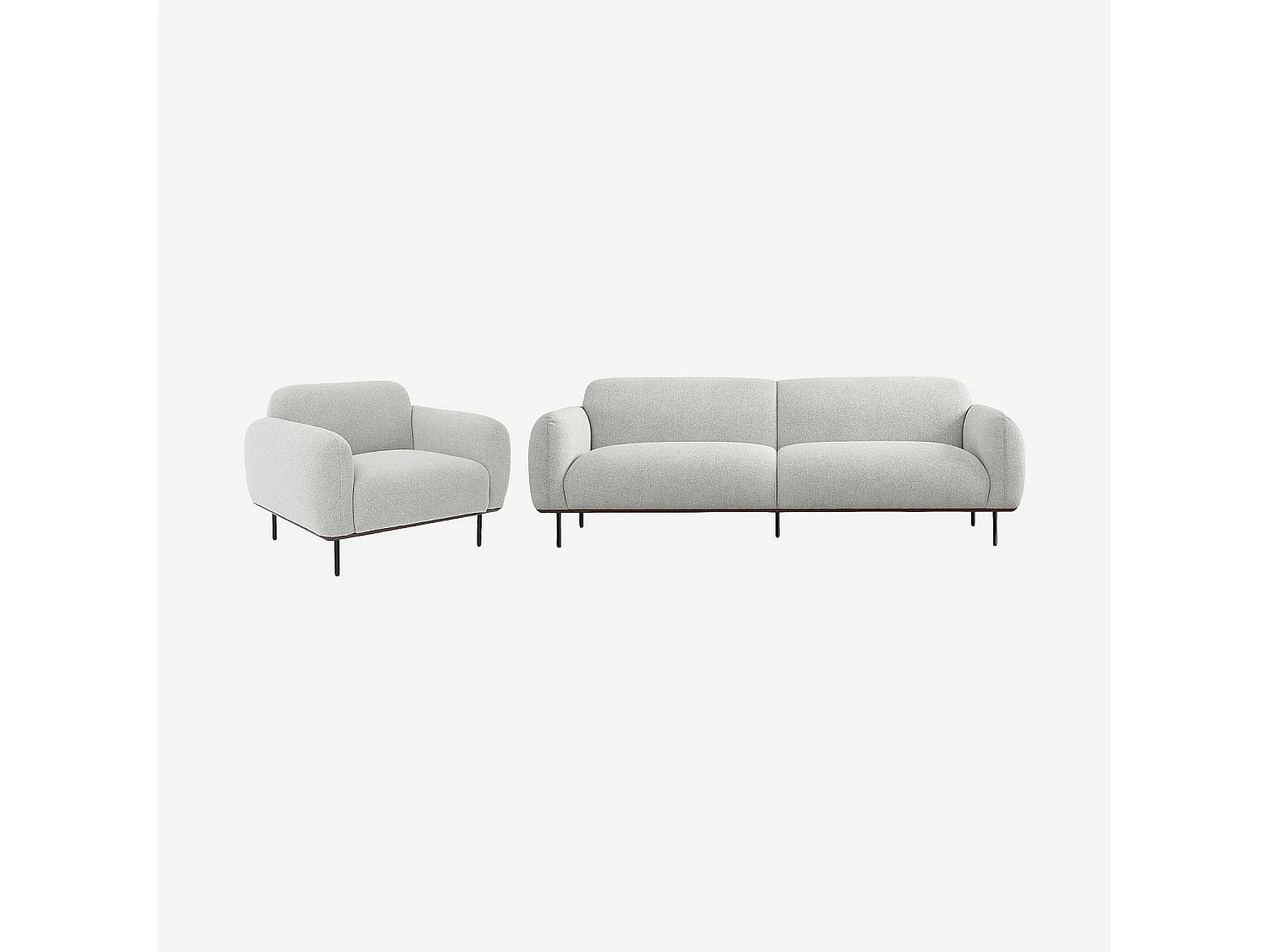 Habitat - Ensemble canapé 3 places et fauteuil en tissu - Gris mélangé - Larimar