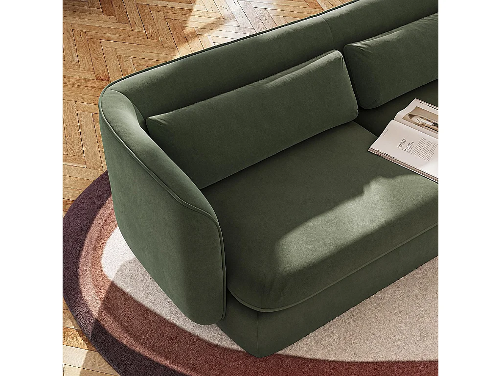 Habitat - Ensemble canapé 3 places et fauteuil garnis de plumes - Vert kaki - Kalmia