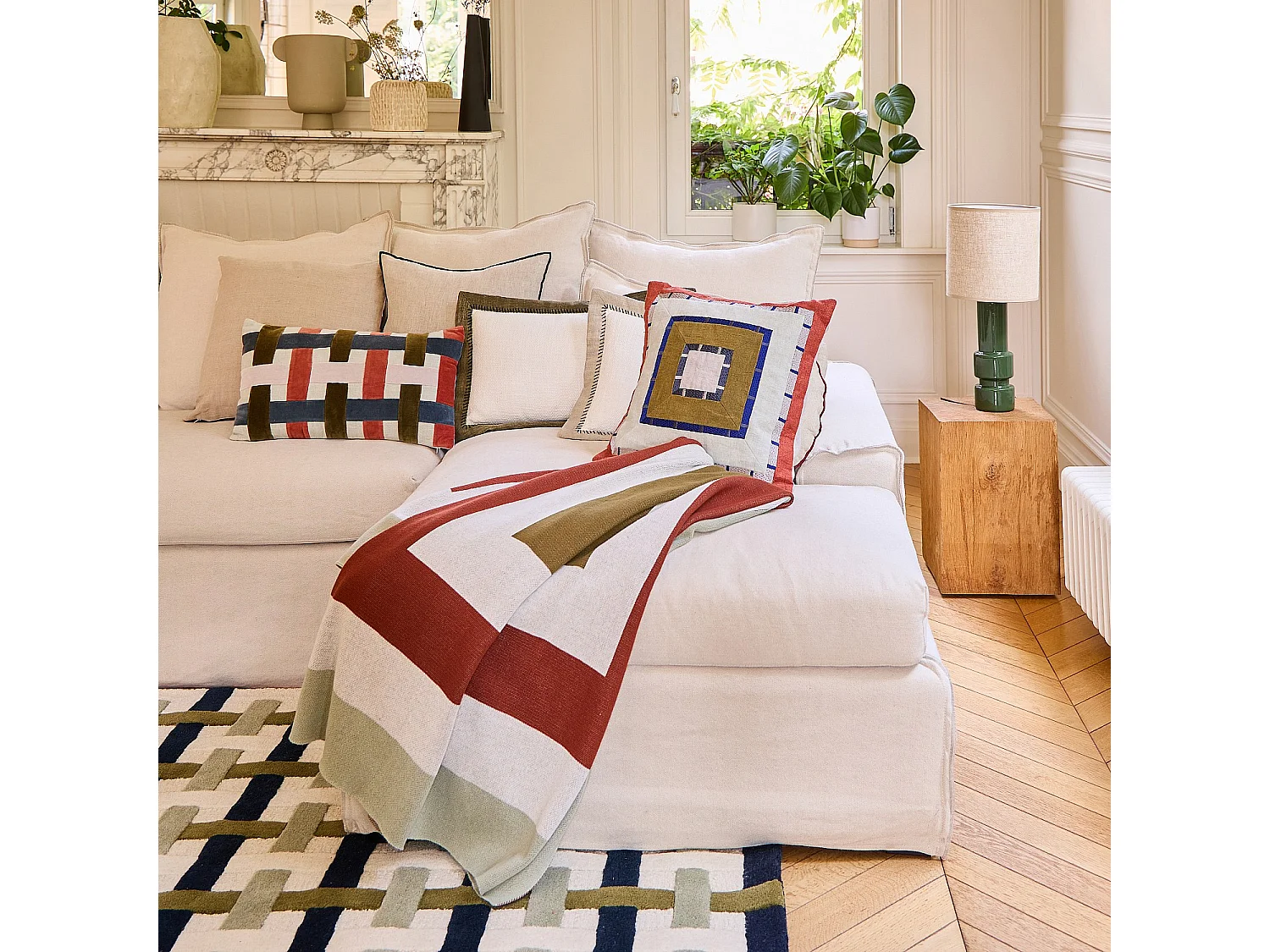 Habitat - Plaid en coton - 130 x 170 cm - Ecru et bronze - Design by Floriane Jacques - Billie