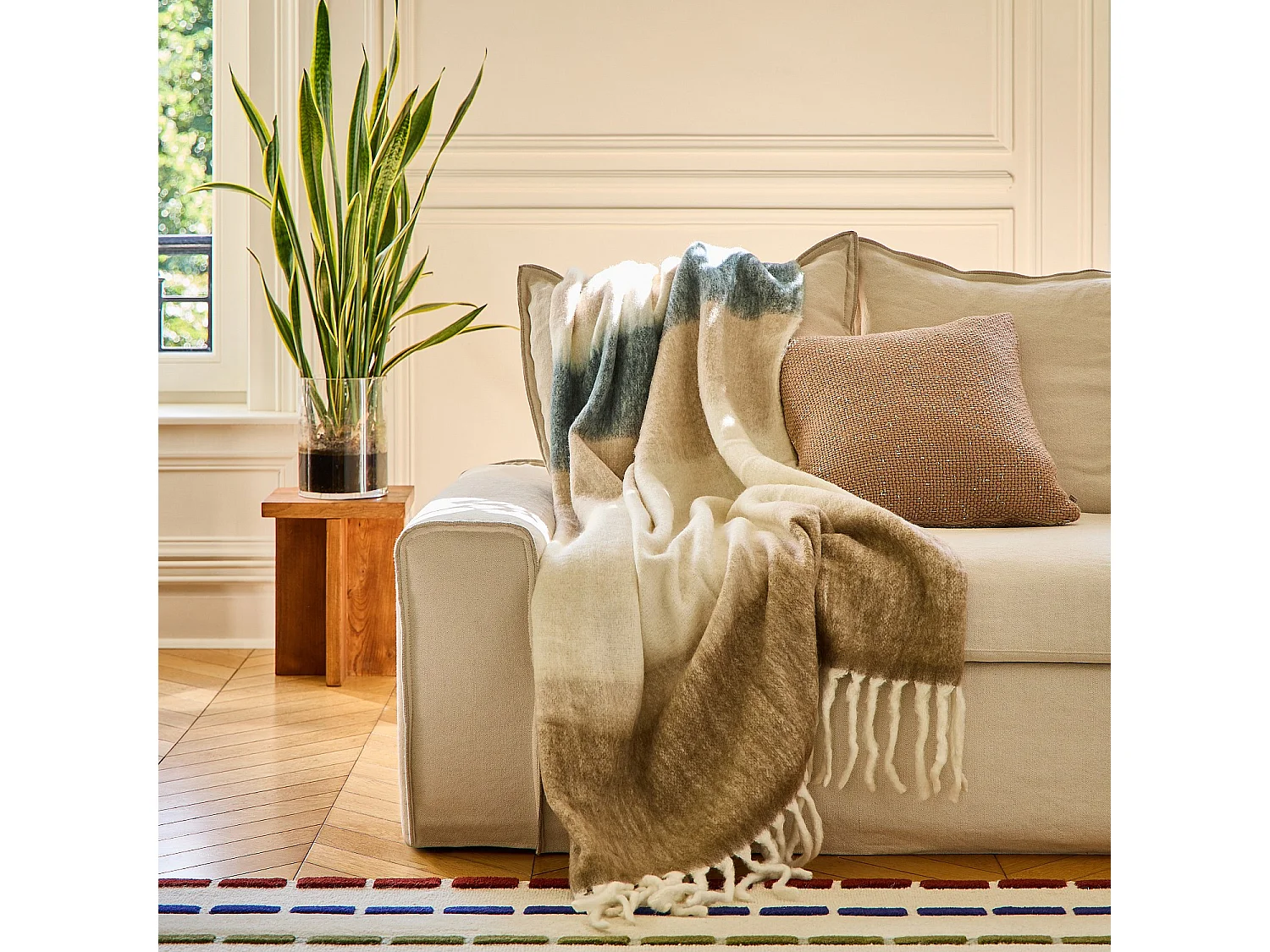 Habitat - Plaid en laine - 130 x 170 cm - Bleu sarcelle - Bruna