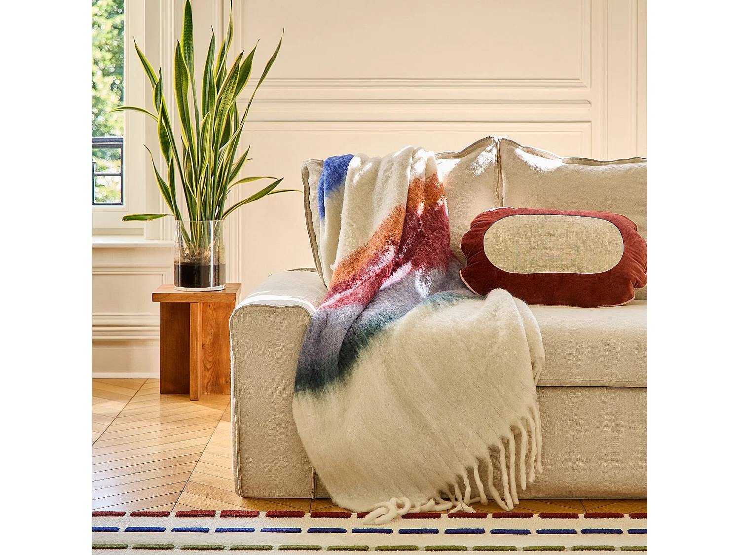 Habitat - Plaid en laine - 130 x 170 cm - Bordeaux et lilas - Bruna