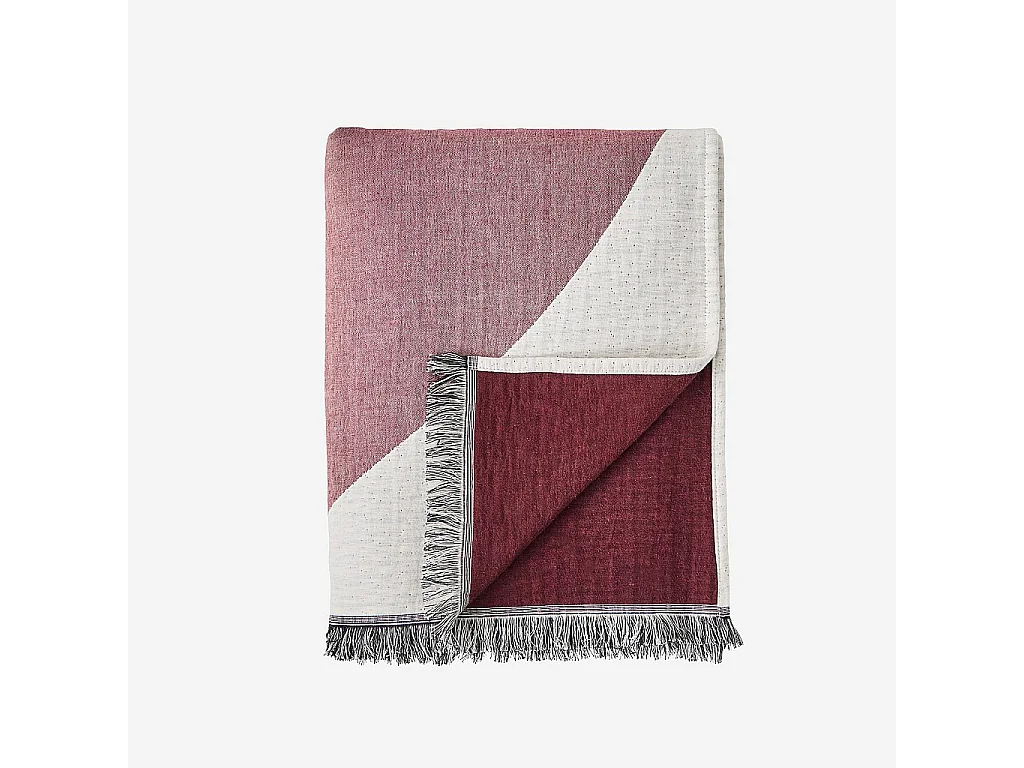 Habitat - Plaid en coton - 130 x 170 cm - Bordeaux - Design by Floriane Jacques - Bonnie