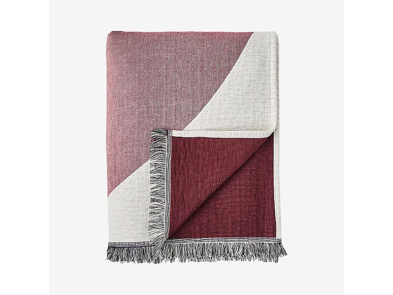 Habitat - Plaid en coton - 130 x 170 cm - Bordeaux - Design by Floriane Jacques - Bonnie