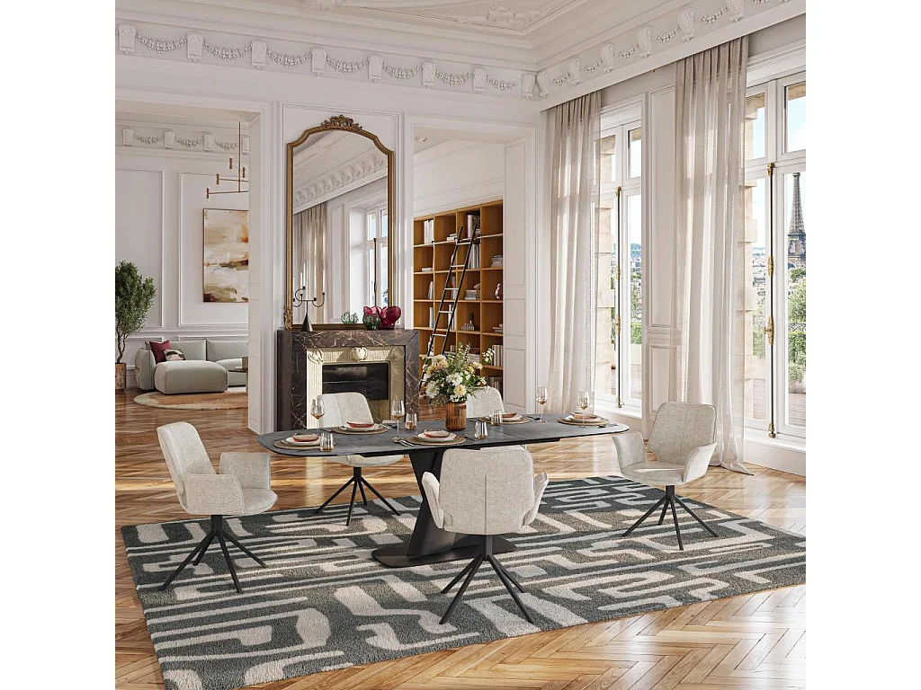 Habitat - Table rectangulaire extensible en céramique - Gris minéral - Perama