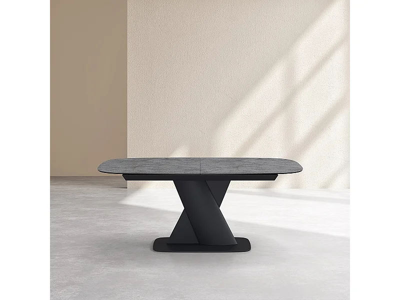 Habitat - Table rectangulaire extensible en céramique - Gris minéral - Perama