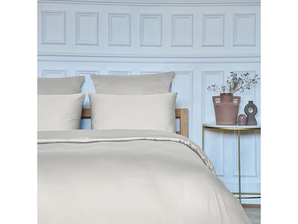 Habitat - Taie d'oreiller en satin de coton - 65 x 65 cm - Sable - Alexane