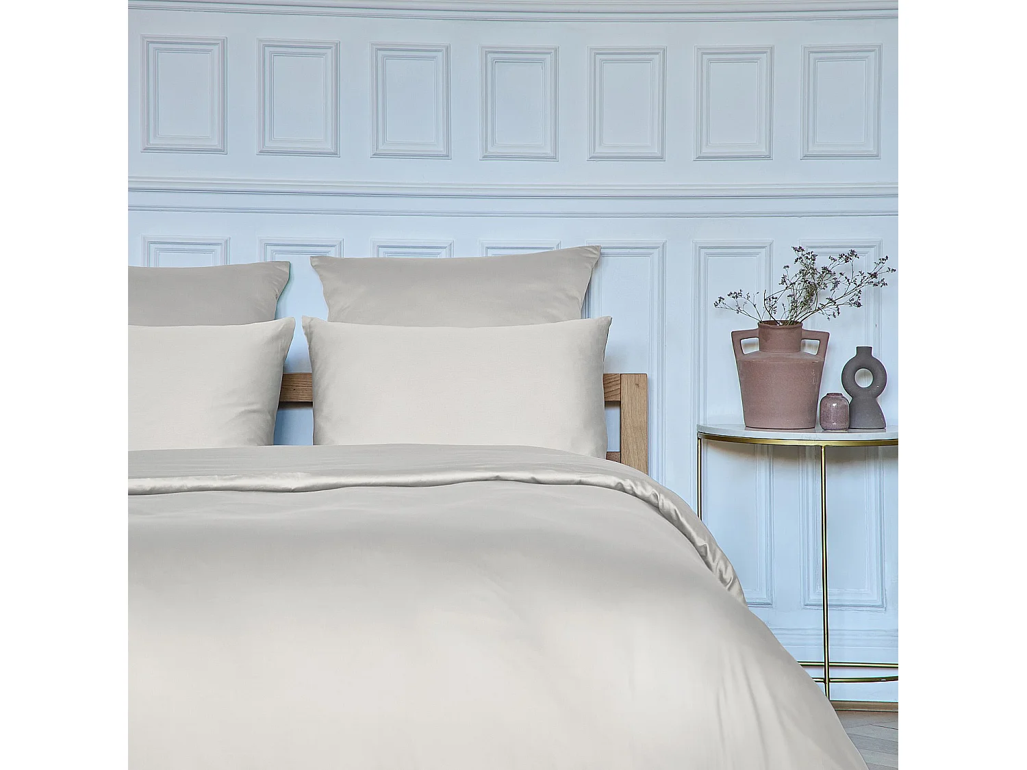 Taie d'oreiller en satin de coton - 65 x 65 cm - Sable
