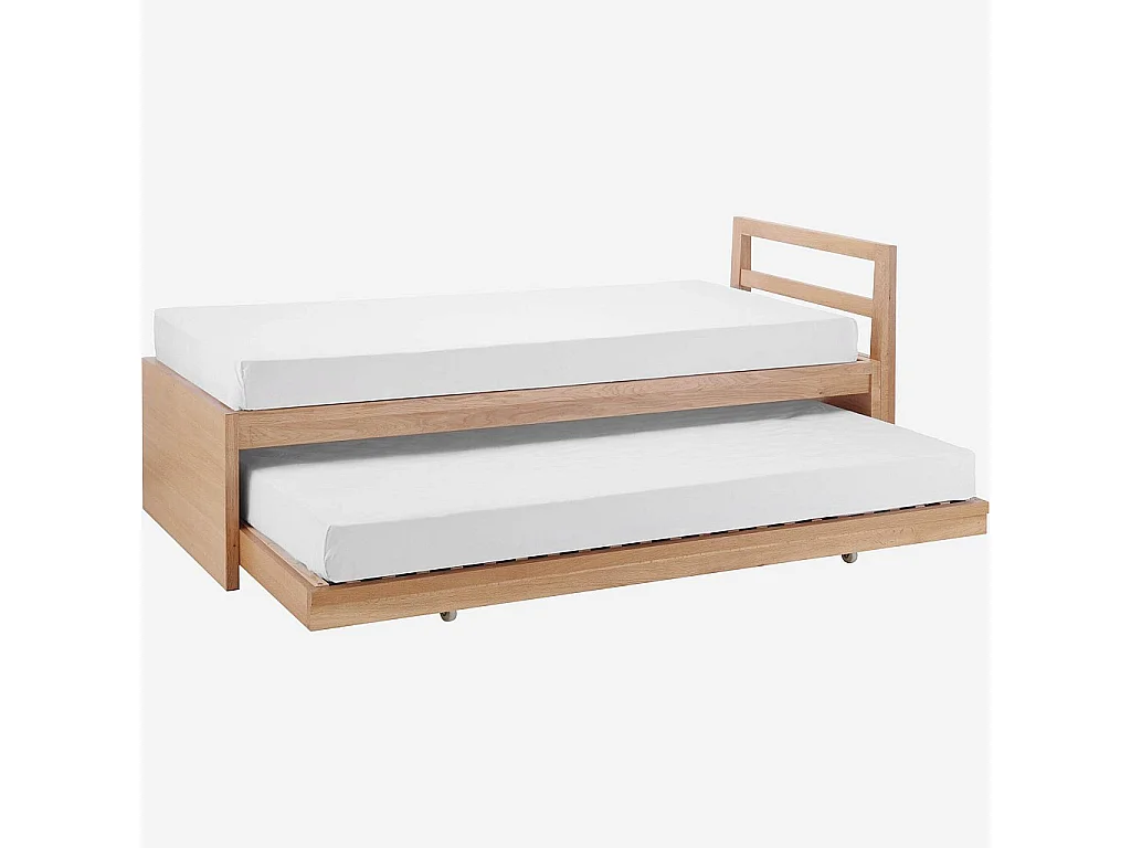 Habitat - Lit gigogne 90 x 200 cm en chêne - Naturel - Adams II