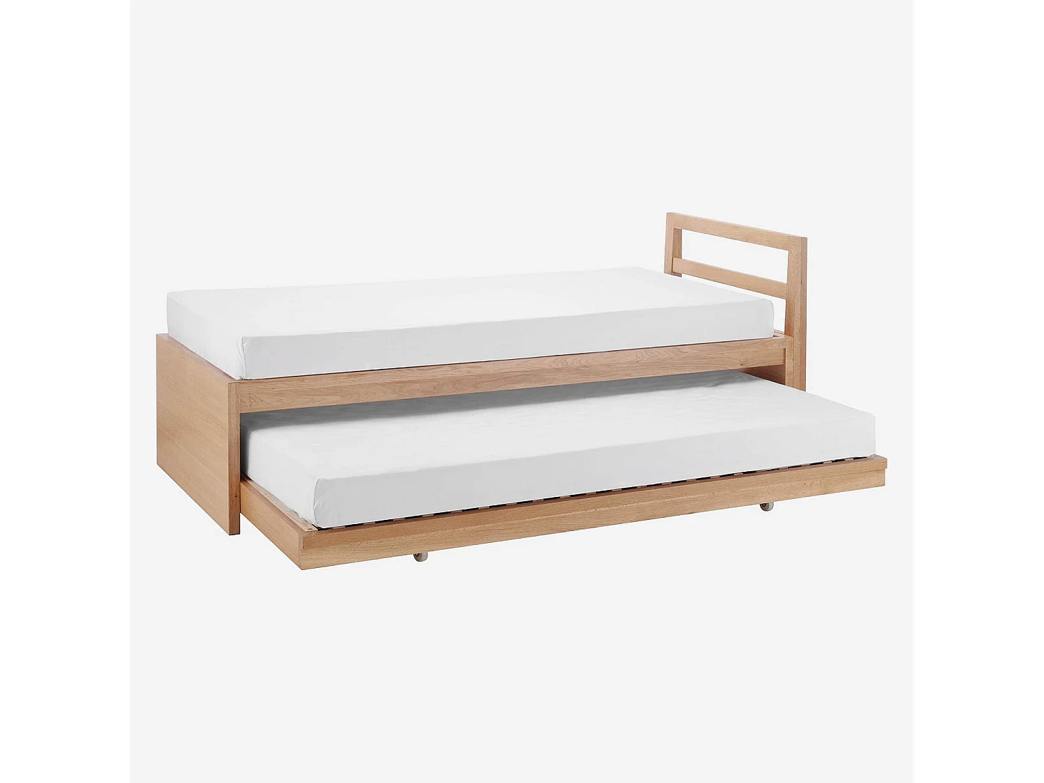 Habitat - Lit gigogne 90 x 200 cm en chêne - Naturel - Adams II