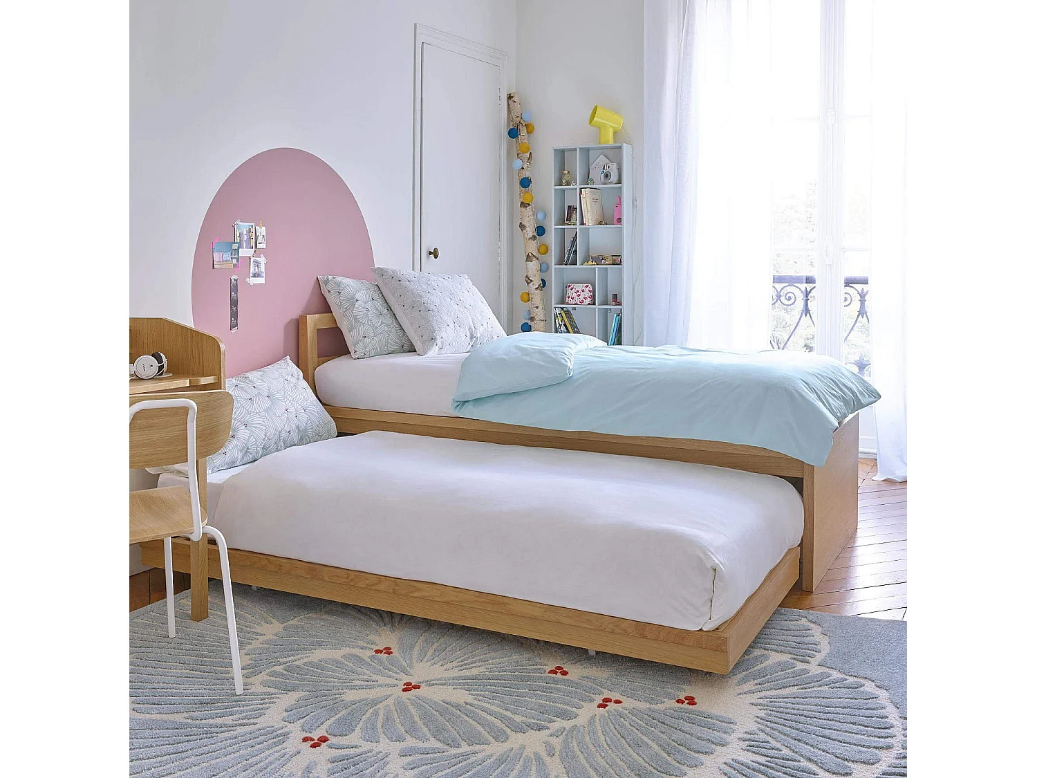 Habitat - Lit gigogne 90 x 200 cm en chêne - Naturel - Adams II