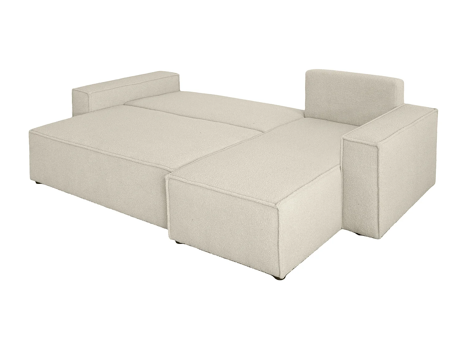 Canapé d'Angle convertible avec fonction de couchage tissu boucle beige Karl L PREMIUM